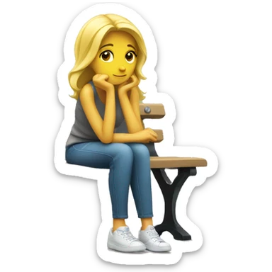 Blond woman waiting on a bench sticker