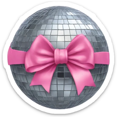Disco ball with a pink bow sticker