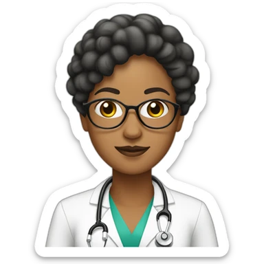 DOCTORA PELO LARGO CON RULOS NEGROS PIEL BLANCA  sticker