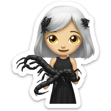 Goth girl holding a centipede  sticker