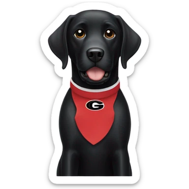 Black Labrador with a Georgia bull dawg collar sticker