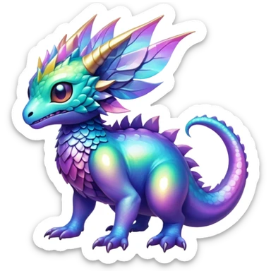 Epic complex iridescent gradients aesthetic-Fakémon-creature-scenery sticker
