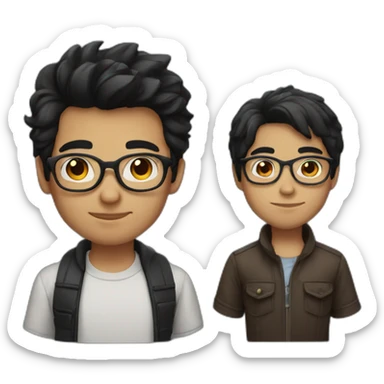 1 boy with glasses and black hair and 1 boy with brown hair  sticker