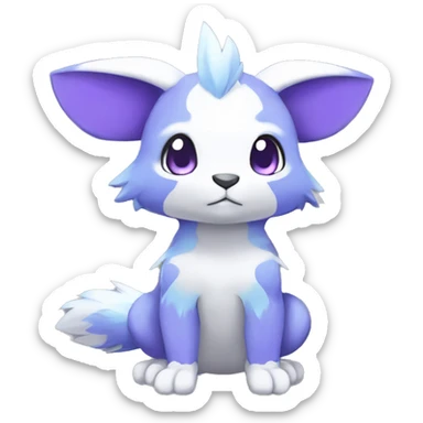 Cute cool purple white blue animal hybrid Fakemon full body sticker