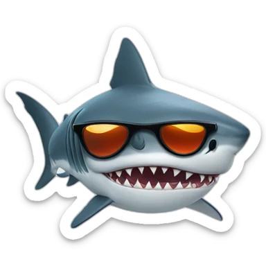 Shark with sunglasses on his eyes sticker