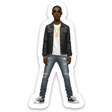 Young Dolph, full body, with angel wings sticker