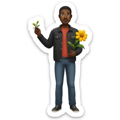black man with a flower in his hand sticker