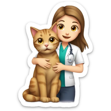 cat cuddles veterinarian girl sticker