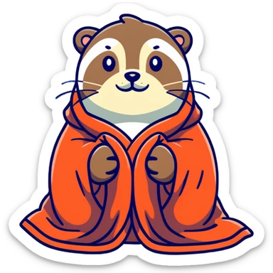 otter cozy in blanket sticker