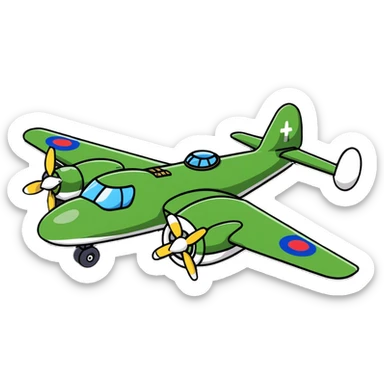 Fantasy aircraft with WWII bomber body, four propeller engines, and crocodile head and scales sticker