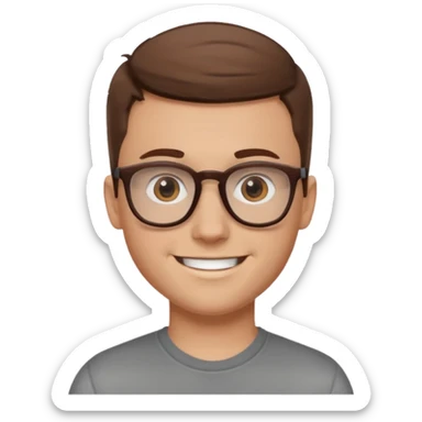 white boy high and tight brown hair with brown glasses sticker