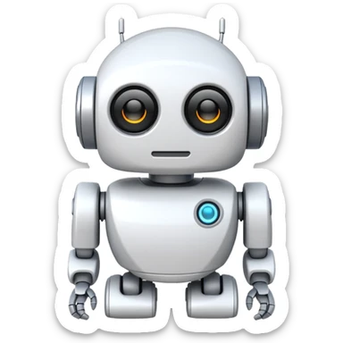 robot old cartoon simple kid toy white innocent funny gudget chatGPT round adorable sticker