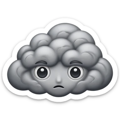 angry Thunderstorm Cloud, eyes, gray sticker