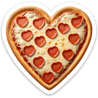 Heart shaped pepperoni pizza sticker