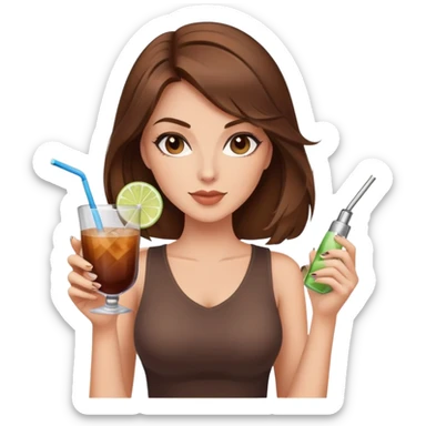 Diva vaping brown hair sexy with cocktail brown top sticker
