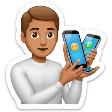 illustrates someone who sells phones for money sticker