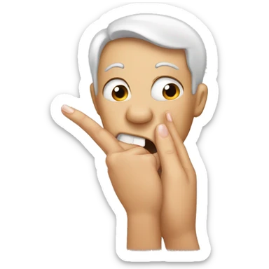 biting fingernail while being shy  sticker