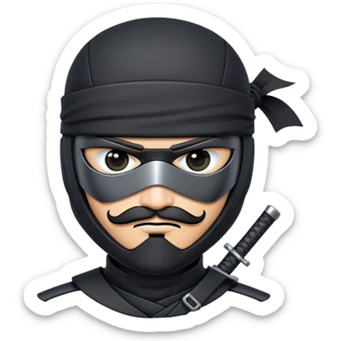 black ninja mercenary android with mustache and eye-patch sticker
