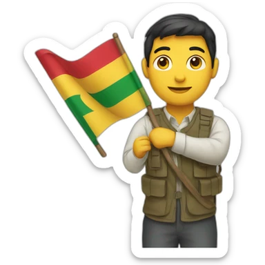 man holding a kurdistan flag sticker