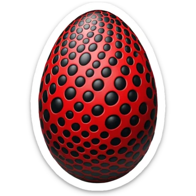 xenomorph egg with pale black intricate scale patterns color red black  sticker