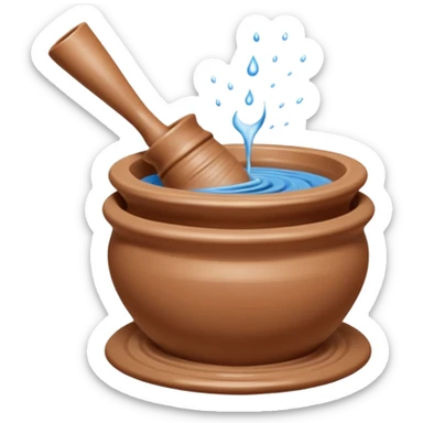 Realistic image of a potter's wheel in action, shaping wet clay into graceful shapes, water splashing gently sticker