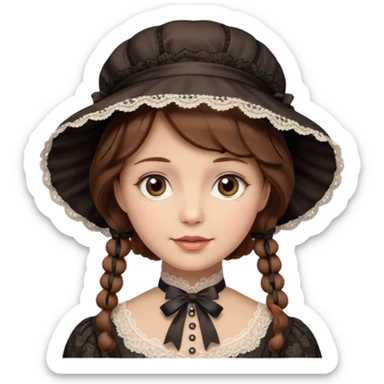 victorian lady face with brown hair sticker