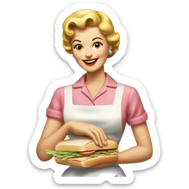 1950s Housewife making sandwich sticker