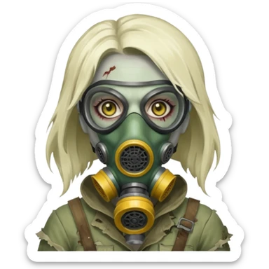 Zombie in gas masks woman sticker