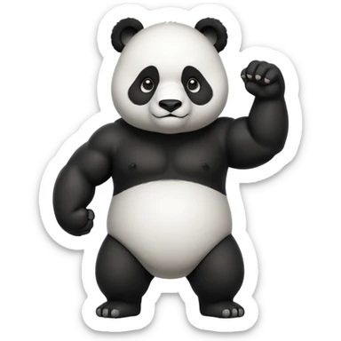 I want something like floppy bird but panda with muscles, but the face is facing right direction sticker