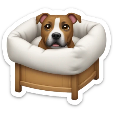 Staffie dog in small bed sticker