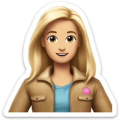 I want a Barbie girl which hugs a Ken with brown hair (heroes from Barbie movie Matel) sticker