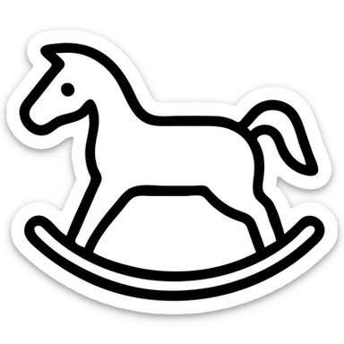 rocking horse, simple icon style, clean lines, minimal details, suitable for app icon sticker