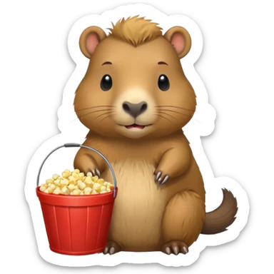 cabyparra with bucket of popcorn sticker