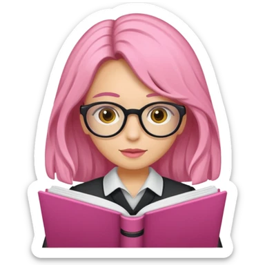 Estudante de cor parda,com o cabelo cacheado na cor loiro escuro , e de óculos segurando um caderno rosa sticker