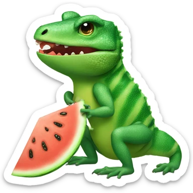 A lizard eating a watermelon  sticker