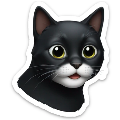 Black cat with white mouth sticker