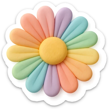 rainbow daisy flower, fondant cake art style sticker