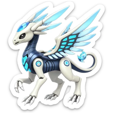 Skeletal Futuristic Meloetta-Zekrom-Dialga-Pokémon-Fakémon-fusion-hybrid-creature sticker