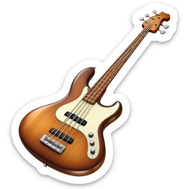 Cinematic Realistic Bass, deep polished wood with rich grain, thick taut strings stretching across its curved body, subtle warm lighting emphasizing its form, glowing with depth and powerful musical resonance. sticker