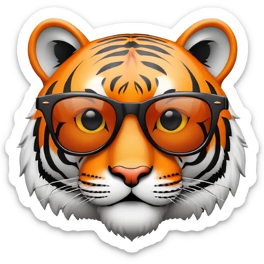 tiger face with dark lens wayfarer sunglasses, cool expression sticker