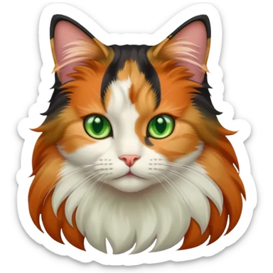 long hair calico cat sticker
