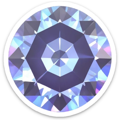 gemstone emoji, round white diamond in silver prongs, gentle holographic glow sticker