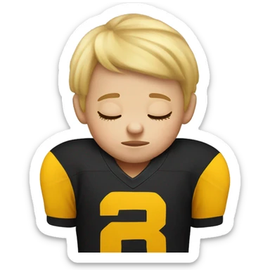 Little blonde kid in Steelers jersey sleeping  sticker