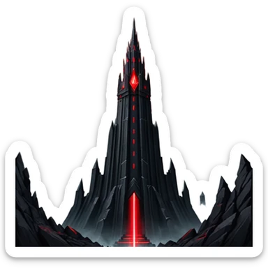 Barad Dúr from Lord of the Rings, Dark, giant Tower, with red laser beams shooting into the sky sticker