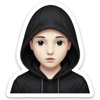 Mysterious Person with a black hood and a dark shadow onto of there face sticker