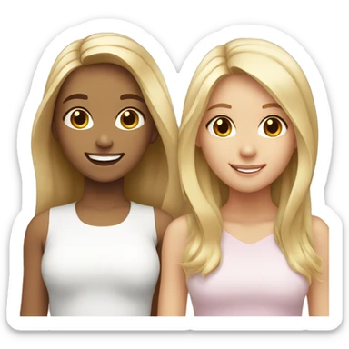 smiling girls with blonde hair girl on left has brown hair sticker