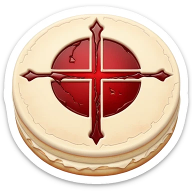 Cracked communion wafer bleeding from the center, heretical gothic symbol sticker