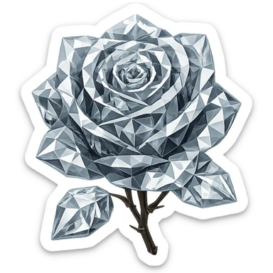 Transform the rose made of ice emoji into a diamond-like appearance while preserving the emoji style. Remove the background to isolate the subject. sticker