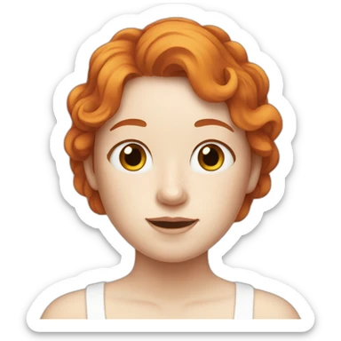 girl with ginger hair and a pale white face and freckles sticker