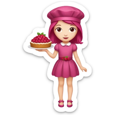 Raspberry torte human full body and legs girl with a raspberry barrette on her head sticker